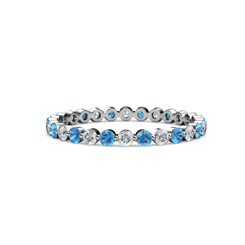 Valerie 0.75 ctw Blue Topaz and Lab Grown Diamond (2.00 mm) Women Eternity Band 